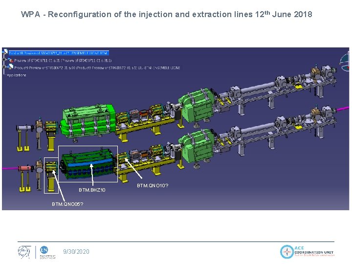 WPA - Reconfiguration of the injection and extraction lines 12 th June 2018 BTM.