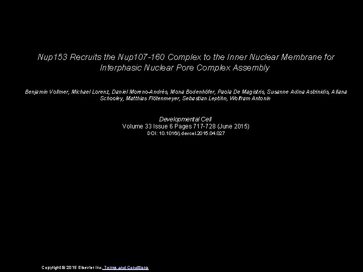 Nup 153 Recruits the Nup 107 -160 Complex to the Inner Nuclear Membrane for