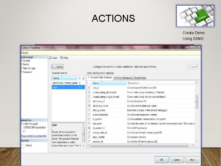 ACTIONS Create Demo Using SSMS 