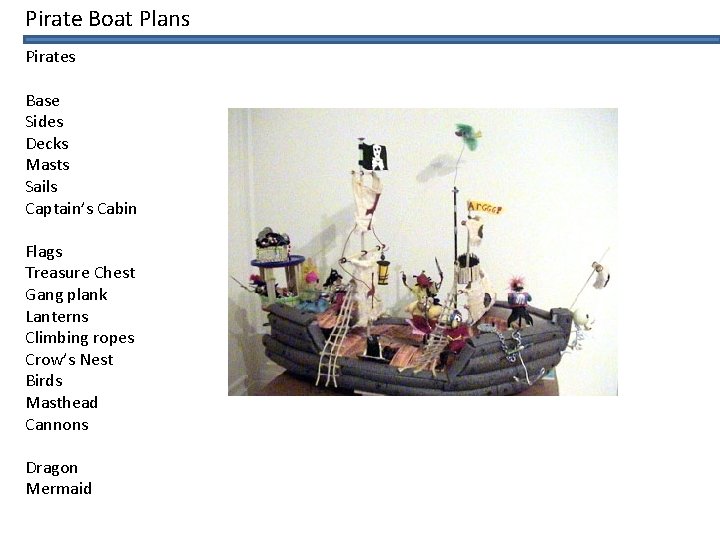 Pirate Boat Plans Pirates Base Sides Decks Masts Sails Captain’s Cabin Flags Treasure Chest