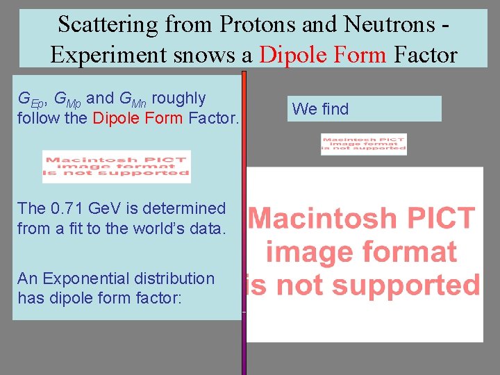 Scattering from Protons and Neutrons Experiment snows a Dipole Form Factor GEp, GMp and