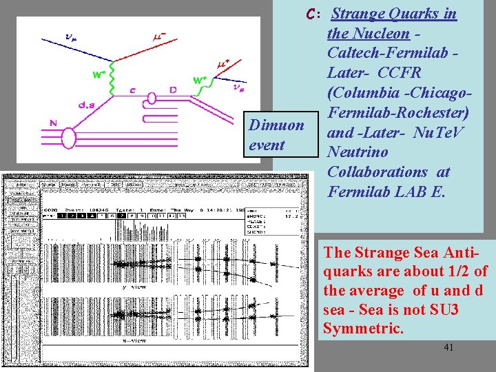 C: Dimuon event Strange Quarks in the Nucleon Caltech-Fermilab Later- CCFR (Columbia -Chicago. Fermilab-Rochester)