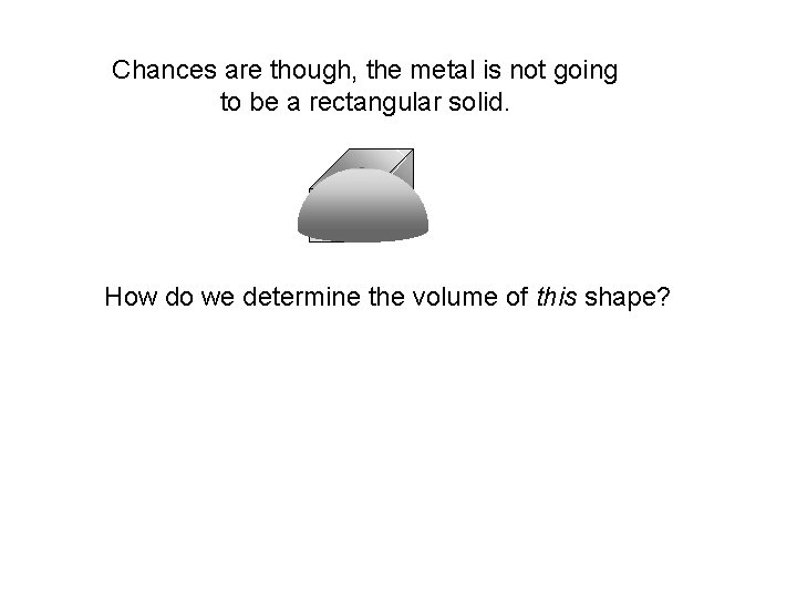 Chances are though, the metal is not going to be a rectangular solid. How