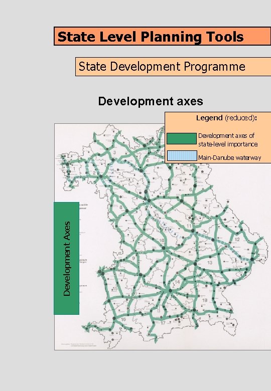 State Level Planning Tools State Development Programme Development axes Legend (reduced): Development axes of State Level Planning Tools State Development Programme Development axes Legend (reduced): Development axes of