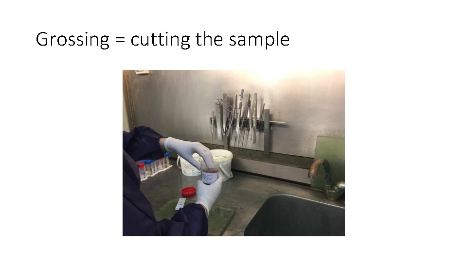 Grossing = cutting the sample 