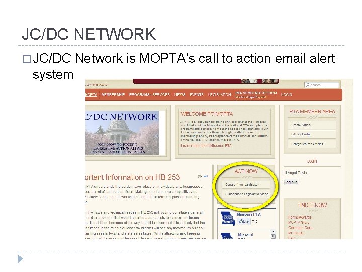 JC/DC NETWORK � JC/DC Network is MOPTA’s call to action email alert system 