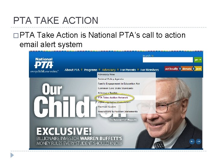 PTA TAKE ACTION � PTA Take Action is National PTA’s call to action email
