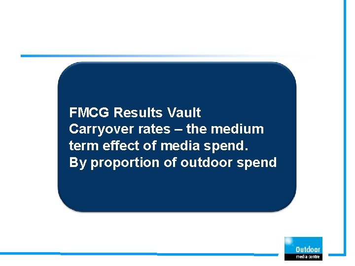 FMCG Results Vault Carryover rates – the medium term effect of media spend. By