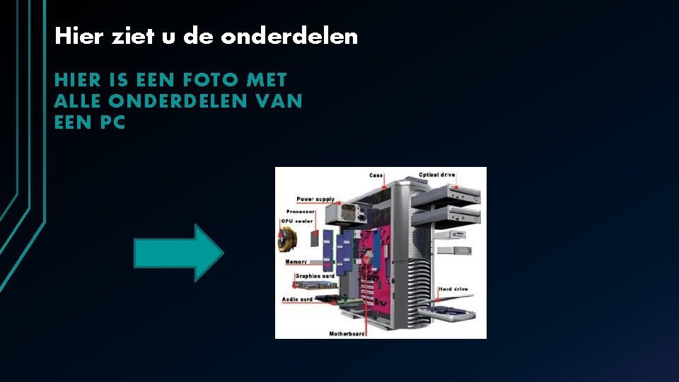 Hier ziet u de onderdelen HIER IS EEN FOTO MET ALLE ONDERDELEN VAN EEN Hier ziet u de onderdelen HIER IS EEN FOTO MET ALLE ONDERDELEN VAN EEN