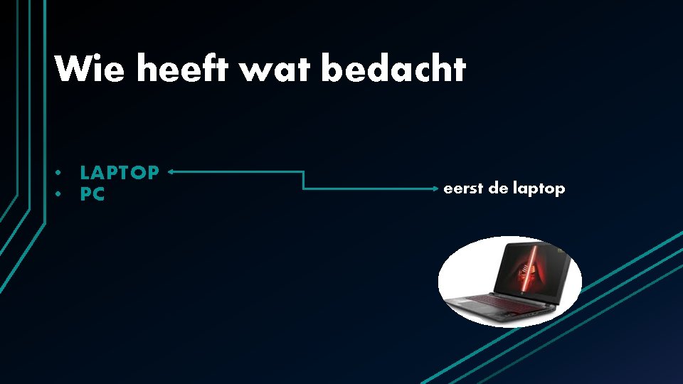 Wie heeft wat bedacht • LAPTOP • PC eerst de laptop Wie heeft wat bedacht • LAPTOP • PC eerst de laptop