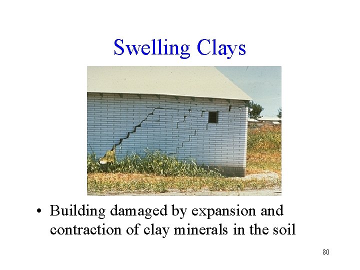 Swelling Clays • Building damaged by expansion and contraction of clay minerals in the