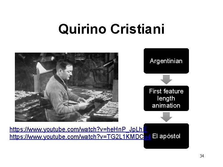Quirino Cristiani Argentinian First feature length animation https: //www. youtube. com/watch? v=he. Hn. P_Jp.