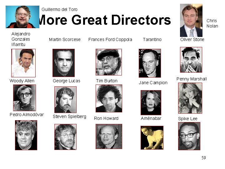 Guillermo del Toro More Great Directors Alejandro Gonzales Iñarritu Martin Scorcese Woody Allen George