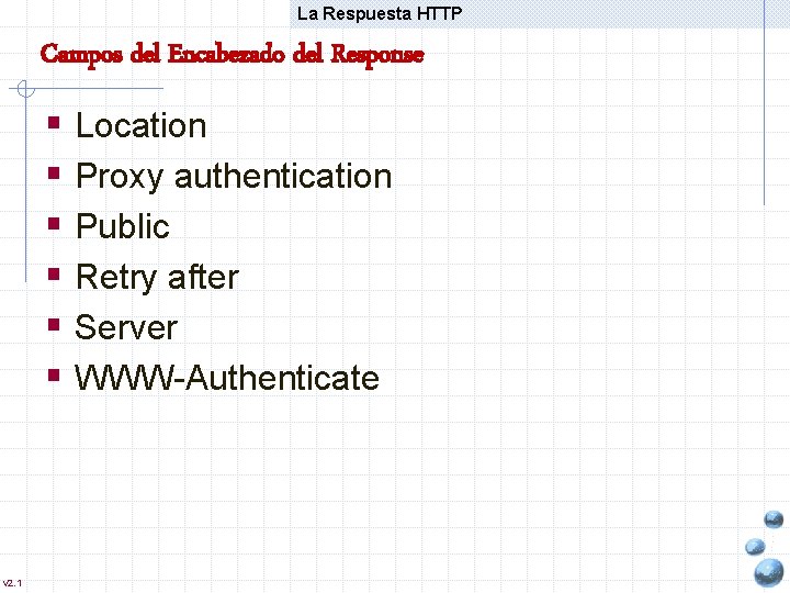 La Respuesta HTTP Campos del Encabezado del Response § Location § Proxy authentication §
