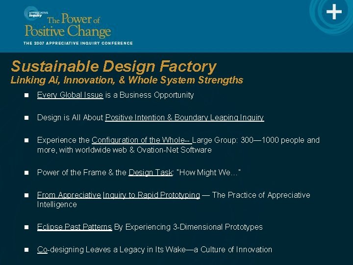 Sustainable Design Factory Linking Ai, Innovation, & Whole System Strengths n Every Global Issue