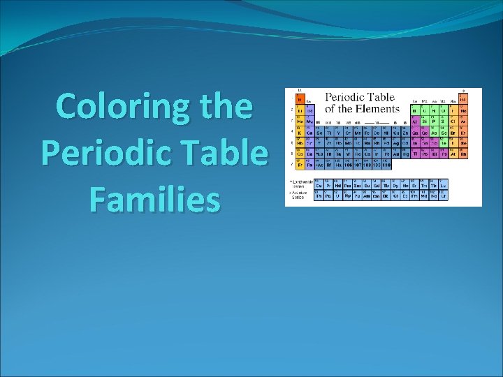 Coloring the Periodic Table Families 