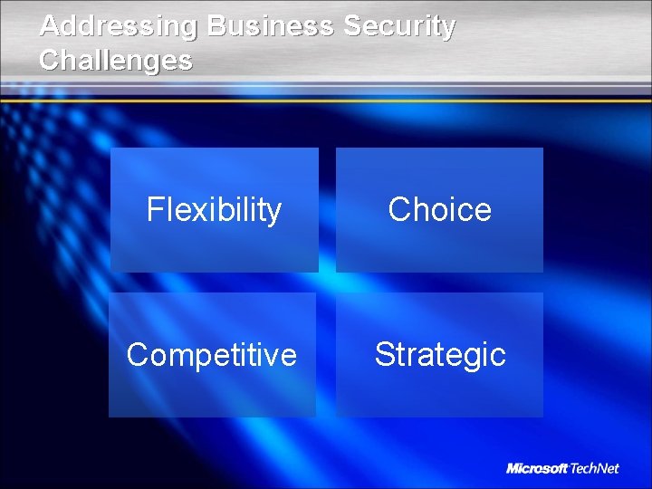 Addressing Business Security Challenges Flexibility Choice Competitive Strategic 