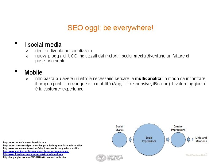 SEO oggi: be everywhere! • I social media o o • ricerca diventa personalizzata