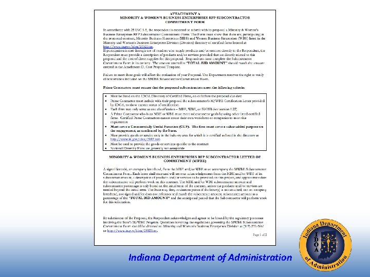 Indiana Department of Administration 