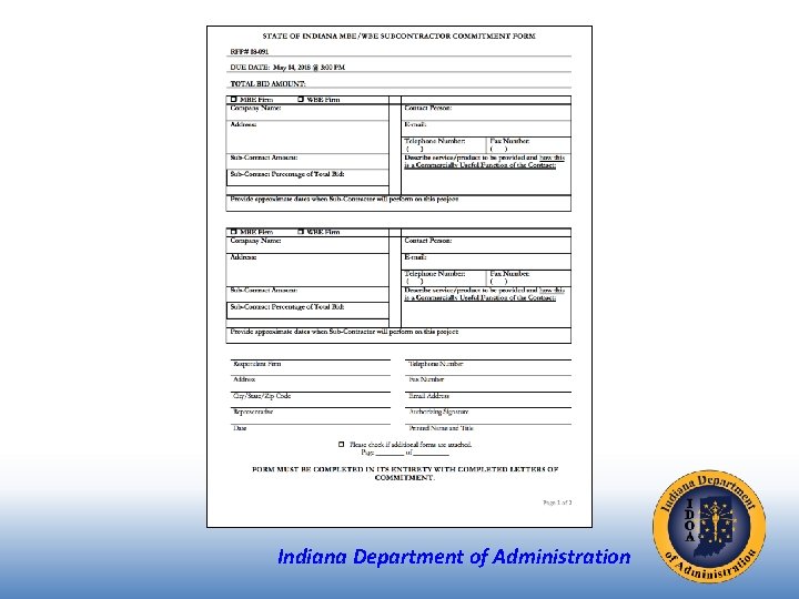 Indiana Department of Administration 