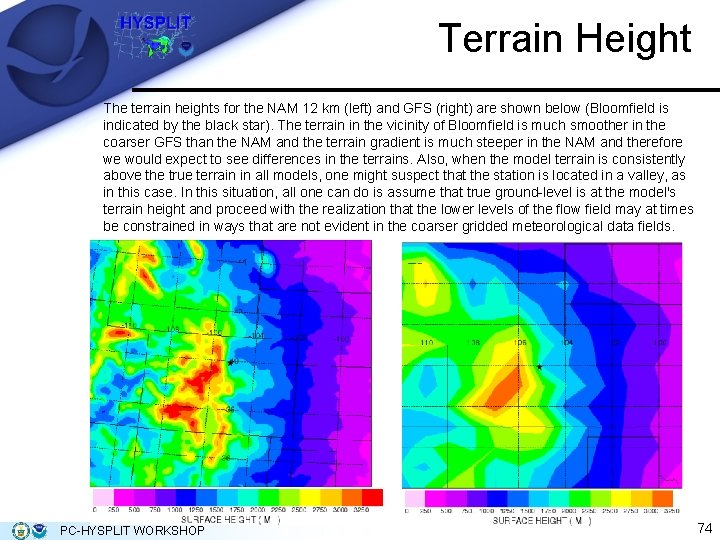 Terrain Height The terrain heights for the NAM 12 km (left) and GFS (right)