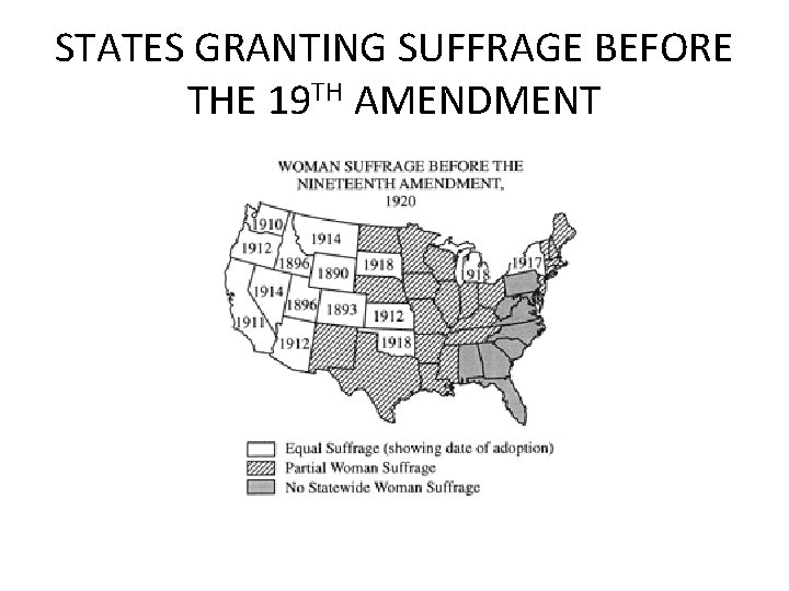 STATES GRANTING SUFFRAGE BEFORE THE 19 TH AMENDMENT STATES GRANTING SUFFRAGE BEFORE THE 19 TH AMENDMENT
