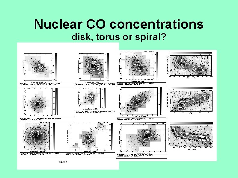 Nuclear CO concentrations disk, torus or spiral? 