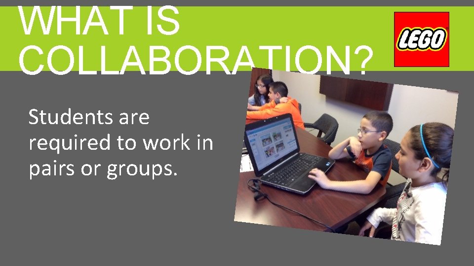 WHAT IS COLLABORATION? Students are required to work in pairs or groups. 