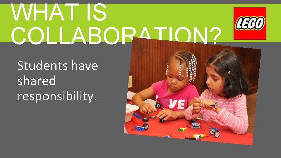 WHAT IS COLLABORATION? Students have shared responsibility. 