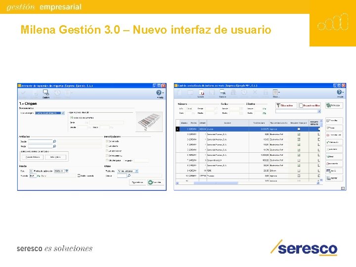 Milena Gestión 3. 0 – Nuevo interfaz de usuario 