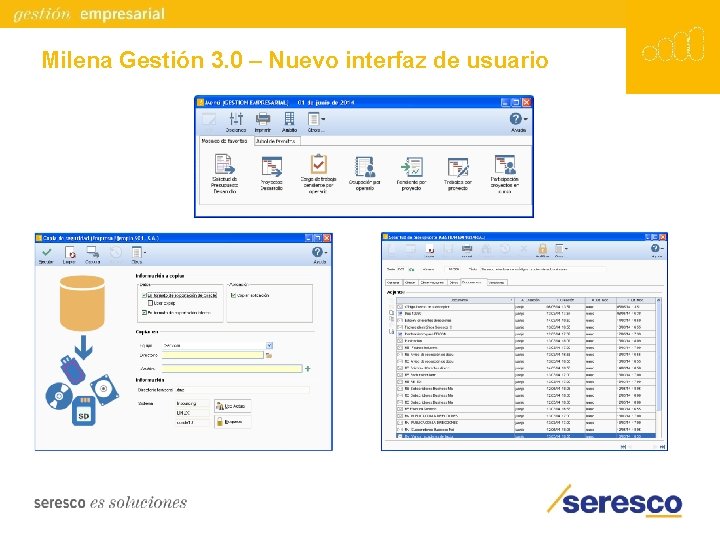 Milena Gestión 3. 0 – Nuevo interfaz de usuario 
