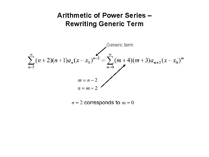 Arithmetic of Power Series – Rewriting Generic Term Generic term Arithmetic of Power Series – Rewriting Generic Term Generic term