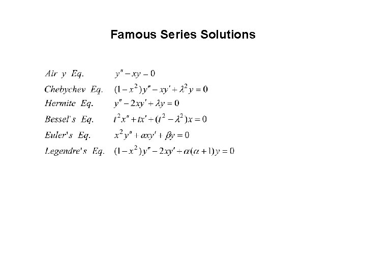 Famous Series Solutions Famous Series Solutions