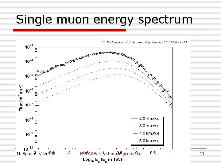 Single muon energy spectrum M. Spurio - VLVn. T 08 MUPAGE: A fast muon