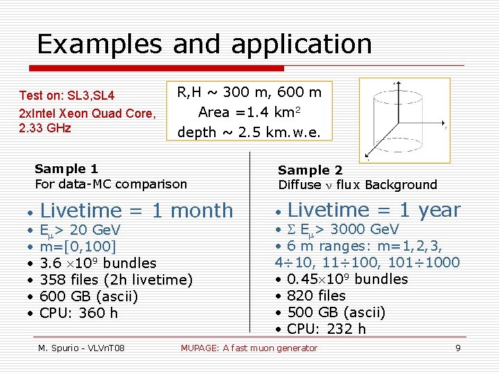 Examples and application Test on: SL 3, SL 4 2 x. Intel Xeon Quad