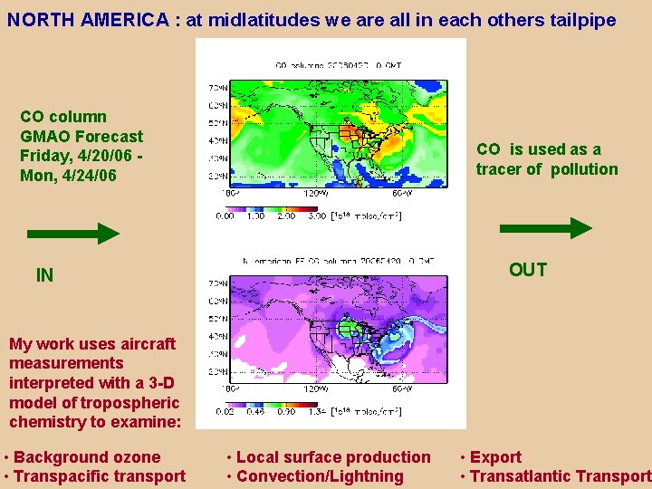 NORTH AMERICA : at midlatitudes we are all in each others tailpipe CO column