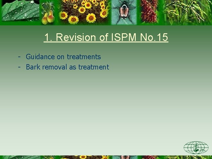 1. Revision of ISPM No. 15 - Guidance on treatments - Bark removal as