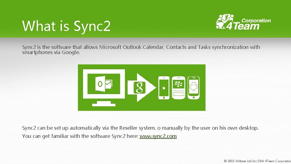 What is Sync 2 is the software that allows Microsoft Outlook Calendar, Contacts and