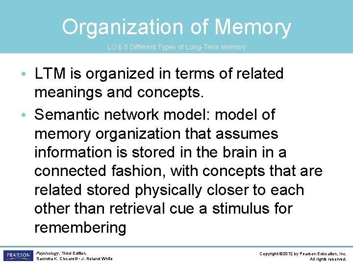 Organization of Memory LO 6. 5 Different Types of Long-Term Memory • LTM is