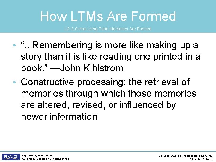 How LTMs Are Formed LO 6. 8 How Long-Term Memories Are Formed • “.