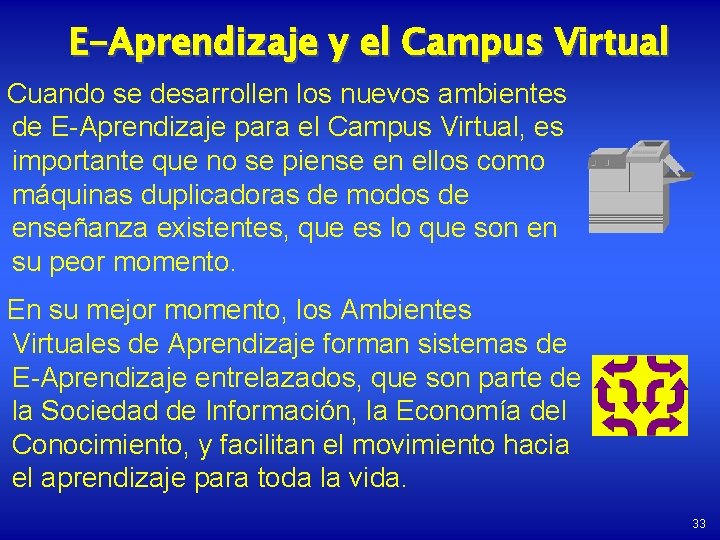 E-Aprendizaje y el Campus Virtual Cuando se desarrollen los nuevos ambientes de E-Aprendizaje para
