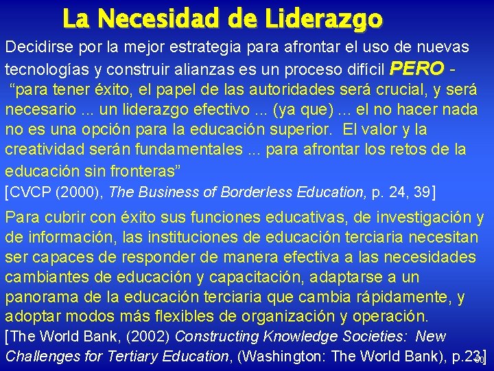 La Necesidad de Liderazgo Decidirse por la mejor estrategia para afrontar el uso de