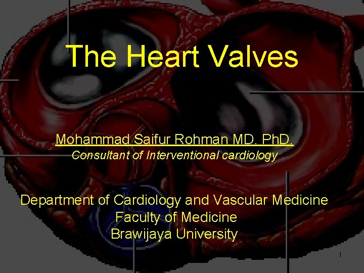 The Heart Valves Mohammad Saifur Rohman MD. Ph. D. Consultant of Interventional cardiology Department