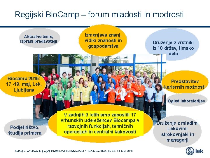 Regijski Bio. Camp – forum mladosti in modrosti Aktualne teme, Izbrani predavatelji Izmenjava znanj, Regijski Bio. Camp – forum mladosti in modrosti Aktualne teme, Izbrani predavatelji Izmenjava znanj,
