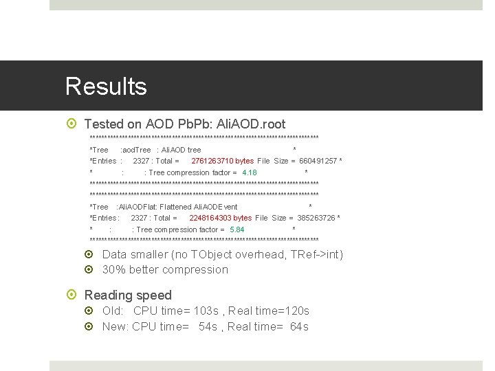 Results Tested on AOD Pb. Pb: Ali. AOD. root *************************************** *Tree : aod. Tree Results Tested on AOD Pb. Pb: Ali. AOD. root *************************************** *Tree : aod. Tree