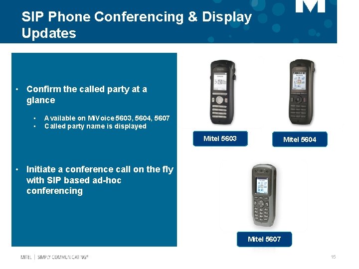 SIP Phone Conferencing & Display Updates • Confirm the called party at a glance