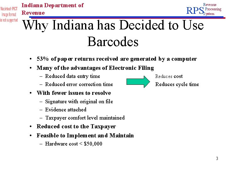 Indiana Rrp Code Indiana Department of Revenue Processing System RPS State