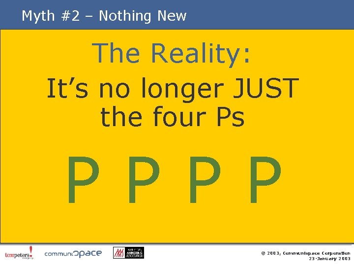 Myth #2 – Nothing New The Reality: It’s no longer JUST the four Ps