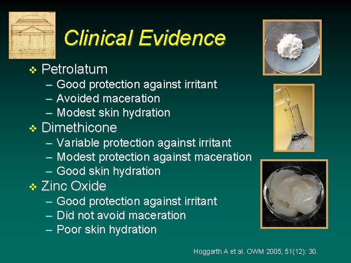 Clinical Evidence v Petrolatum – Good protection against irritant – Avoided maceration – Modest Clinical Evidence v Petrolatum – Good protection against irritant – Avoided maceration – Modest