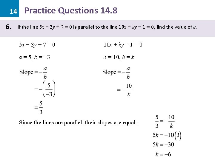 14 6. Practice Questions 14. 8 If the line 5 x − 3 y